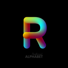 3d iridescent gradient letter R