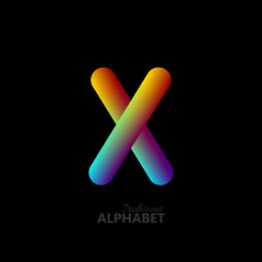3d iridescent gradient letter X.