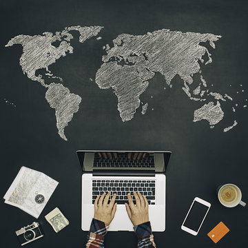 Traveler planning a new tour