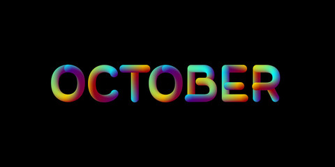 3d iridescent gradient October month sign