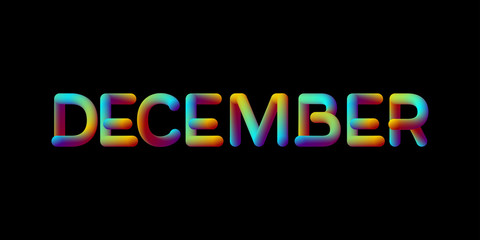 3d iridescent gradient December month sign