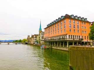 Beautiful view of Zurich and river Limmat, Switzerland