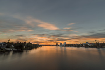 Sunset over Downtown Umea, Sweden