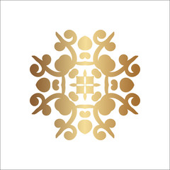 Luxury ornamental logotype. Gold logo, flower geometrical stylize . Simple geometric sign.