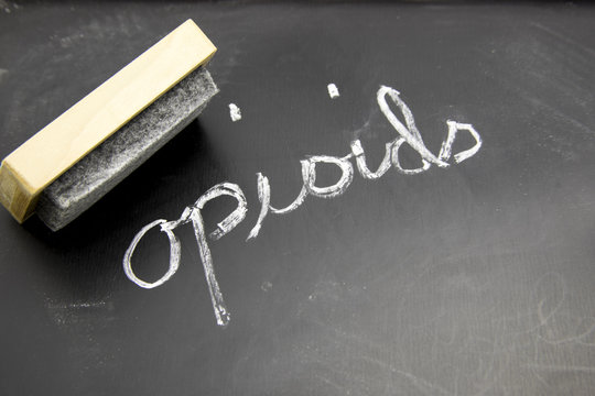 Opioid On Blackboard With Eraser