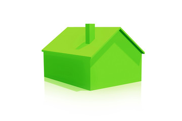 Small Plastic Green House 3D Icon on White Background