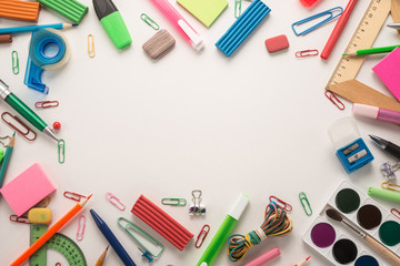  School office supplies on a white background 