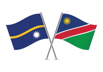 Nauru and Namibia flags.Vector illustration.