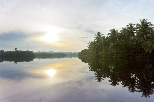 Glassy surface; Lake Marawila, Sri Lanka