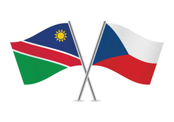 Namibia and Czech republic flags.Vector illustration.