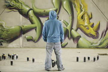 Graffiti artist painting