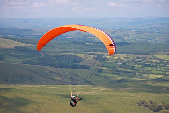 Paraglider in the Brecon Beacons