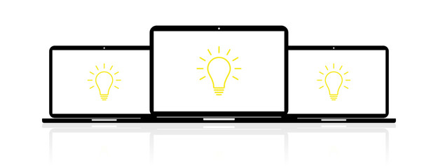 Fototapeta premium Laptop Banner - Glühbirne