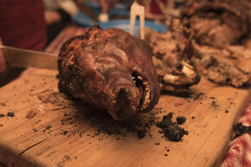 Roasted suckling pig, sardinian typival dish