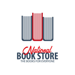 National Book Store Logo. Education and book emblem. Vector illustration.