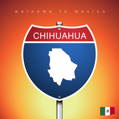 The City label and map of Mexico In American Signs Style