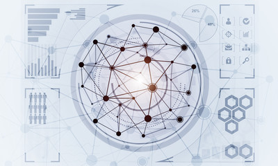 Lines and dots as networking idea drawn on white background