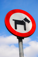Sign that tells that dogs are forbidden
