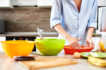 Cooking dessert closeup in the kitchen