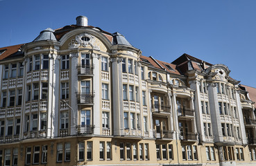 Art Nouveau facade of the building  in Poznan.
