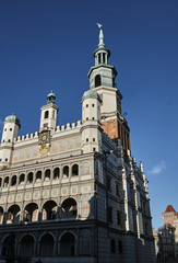 Fototapeta na wymiar Renaissance town hall tower with clock in Poznan.