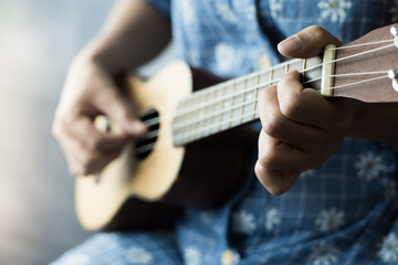 Fototapeta na wymiar playing ukulele