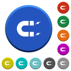 Horseshoe magnet beveled buttons