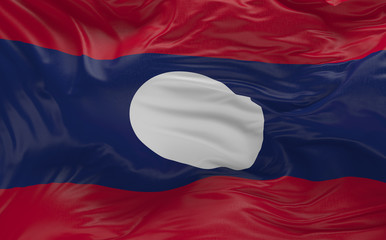  Flag of the Laos waving in the wind 3d render