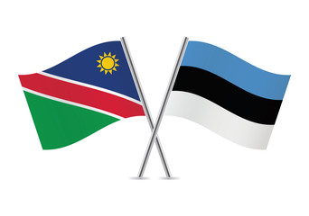 Namibia and Estonia flags.Vector illustration.