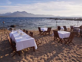 Restaurant tables at the beach