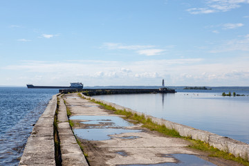 The pier on the sea. the stone pier for fishing