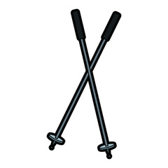 ski sticks winter sport accessory elements vector illustration