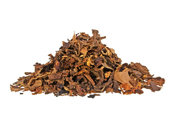 Heap of smoking tobacco isolated on a white background