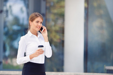 Portrait of a businesswoman talking on mobile phone