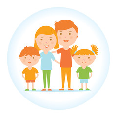Obraz na płótnie Canvas Family in a circle. Happy family. Flat vectorial image. Icon for the designer.