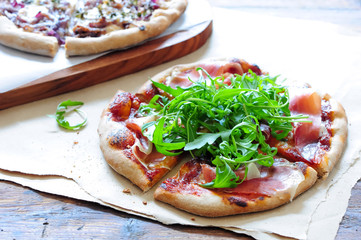 delicious homemade pizza on a platter - 167975103