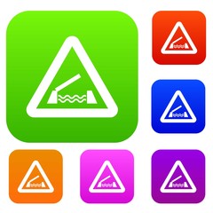 Obraz premium Lifting bridge warning sign set collection