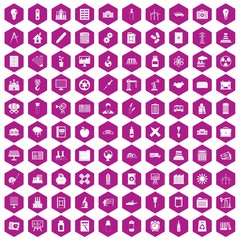 Fototapeta na wymiar 100 company icons hexagon violet