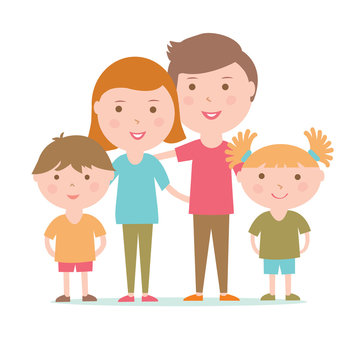 Flat vector image of a happy family