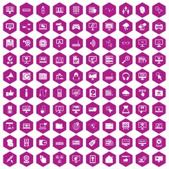 Fototapeta na wymiar 100 computer icons hexagon violet