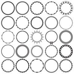 Vector Collection of Round Decorative Border Frames with Clear Background. Ideal for vintage label designs.