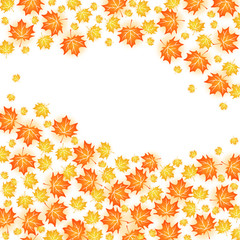 Naklejka na ściany i meble Autumn background illustration. Vector design of maple leaf fall on white