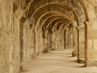 Arches of top floor of Aspendos coloseum