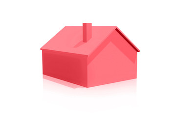 Small Plastic Red House 3D Icon on White Background