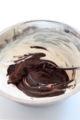 Homemade  chocolate mousse, delicious creamy dessert - 167979107