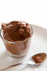 Homemade  chocolate mousse, delicious creamy dessert - 167979312