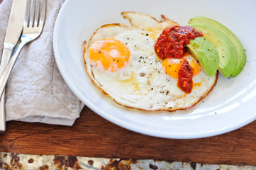 balanced meal with eggs and salad