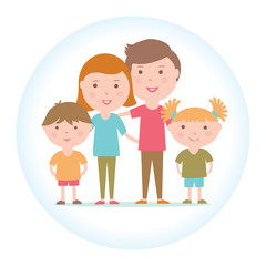 Family in a circle. Happy family. Flat vectorial image. Icon for the designer. - 167979952