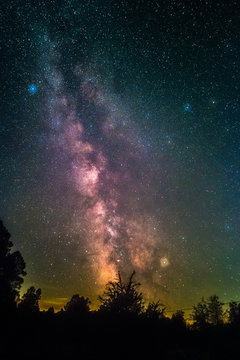 The Milky Way as seen from the hamlet Johanniskreuz in the Palatinate Forest in Germany. 