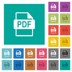 PDF file format square flat multi colored icons